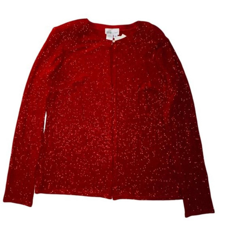 NWT Red Coldwater Creek Glitter Cardigan